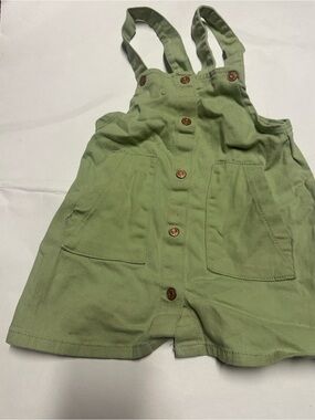 BCBGirls Light Green Button-Front Overall Dress. Has purple stain in photo